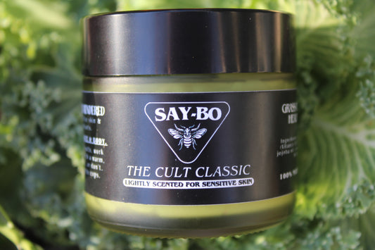 Jar of 'The Cult Classic' by SAY-BO on a green leafy background